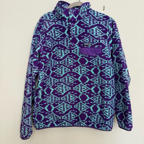 Patagonia Snap T Synchilla Womens Ikat Big Fish medium Purple - Picture 1 of 7